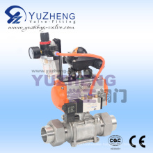 3 Piece Weld Union End Ball Valve with Pneumatic Actuator
